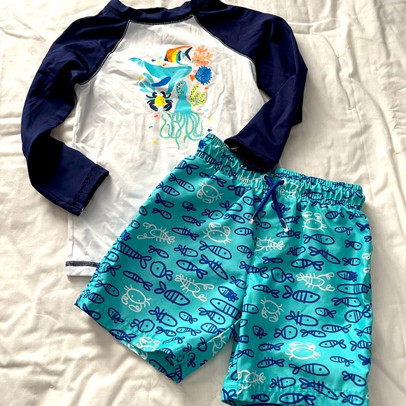 Cat & Jack Other - 🏊 Pair of Toddler Boy Swimming Trunks & Rashguard Top ~ Size 4T